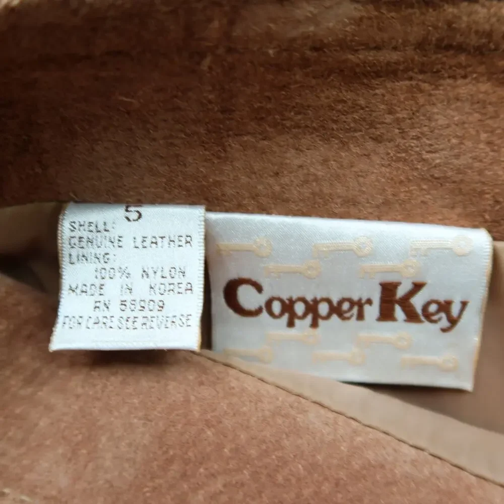 Vintage Tan Suede Pencil Skirt Copper Key 5 - Picture 13 of 15